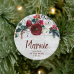 Personalized Mother Of The Bride Christmas Florals セラミックオーナメント<br><div class="desc">Personalized Mother Of The Bride Christmas Florals Ceramic Ornament. Personalize with your custom information on both front and back.</div>