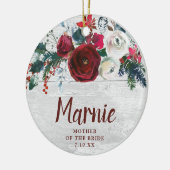 Personalized Mother Of The Bride Christmas Florals セラミックオーナメント (左)