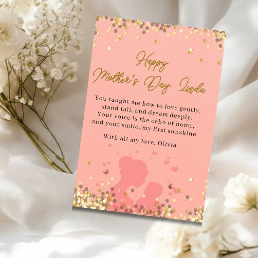Personalized Mother’s Day Card Elegant Pink Love シーズンカード