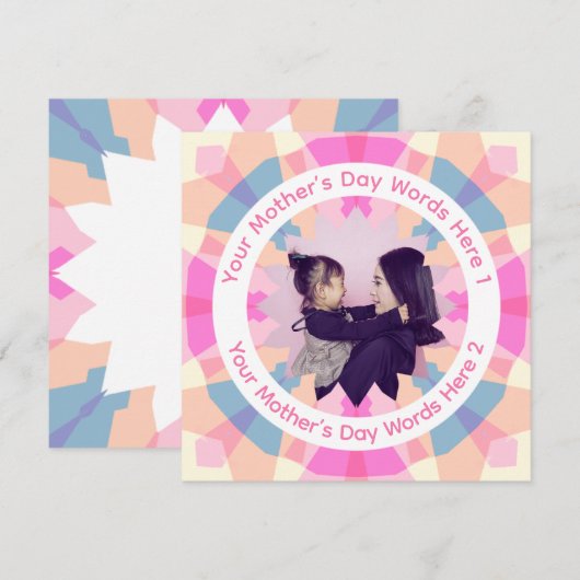 Personalized Mother’s Day Pink Star Mom Photo Card (正面/裏面)