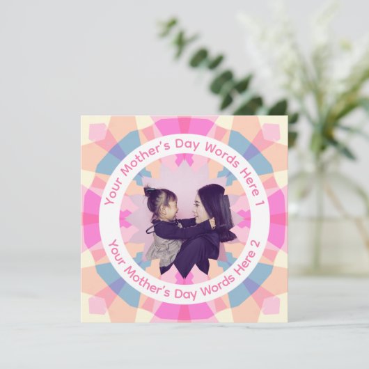 Personalized Mother’s Day Pink Star Mom Photo Card (スタンド正面)