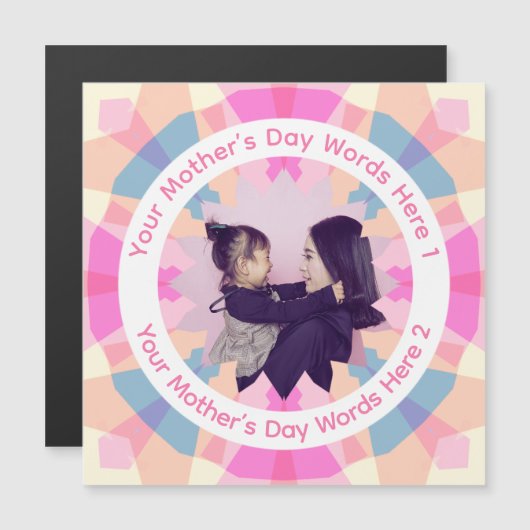 Personalized Mother’s Day Pink Star Mom Photo Card (正面/裏面)