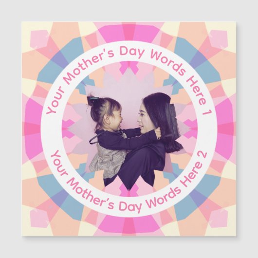 Personalized Mother’s Day Pink Star Mom Photo Card (正面)