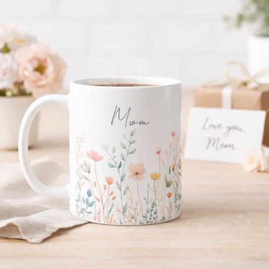 Personalized Mother’s Day Wildflower Mom コーヒーマグカップ