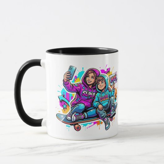 Personalized Mother & Son Graffiti Art Coffee Mug マグカップ (左)