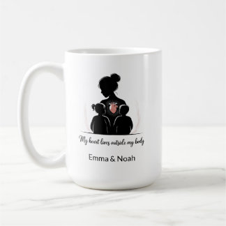 Personalized Motherhood Silhouette–Custom Mom Gift コーヒーマグカップ