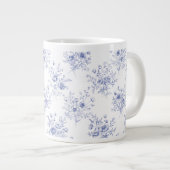 Personalized Mothers Day Blue Flowers Floral ジャンボコーヒーマグカップ (正面右)
