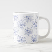 Personalized Mothers Day Blue Flowers Floral ジャンボコーヒーマグカップ (右)