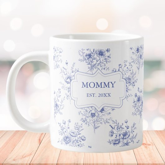 Personalized Mothers Day Blue Flowers Floral ジャンボコーヒーマグカップ