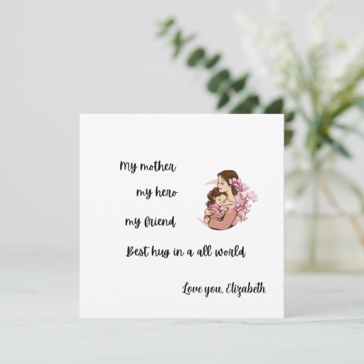 Personalized Mother's Day Mom's Hug Flat Card (スタンド正面)