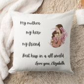 Personalized Mother's Day Mom's Hug Throw Pillow クッション (ブランケット)