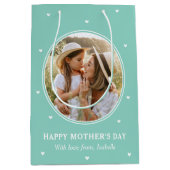 Personalized Mother's Day Photos Cute Mint Green ミディアムペーパーバッグ (正面)