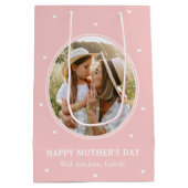 Personalized Mother's Day Photos Cute Pink White ミディアムペーパーバッグ (裏面)
