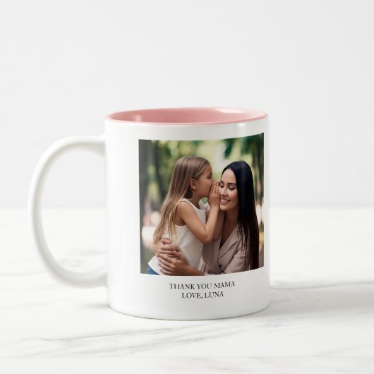 Personalized Mother's day Thank You Mama ツートーンマグカップ (左)