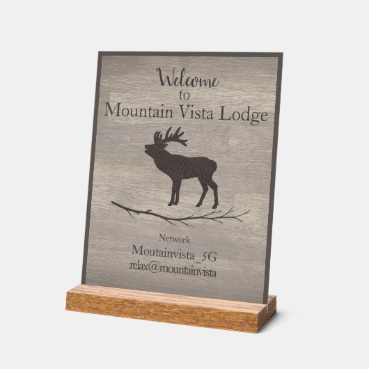 Personalized Mountain Lodge Guest WiFi Sign アクリルサイン (傾斜)