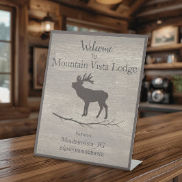 Personalized Mountain Lodge Guest WiFi Sign 台座サイン