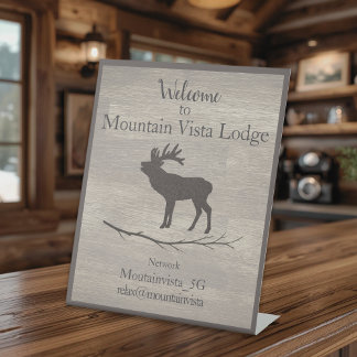 Personalized Mountain Lodge Guest WiFi Sign 台座サイン