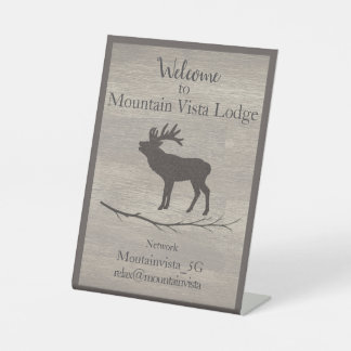 Personalized Mountain Lodge Guest WiFi Sign 台座サイン