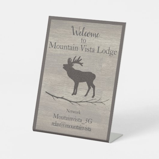 Personalized Mountain Lodge Guest WiFi Sign 台座サイン (正面)