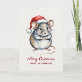 Personalized Mouse with Santa Hat Christmas        シーズンカード (正面)