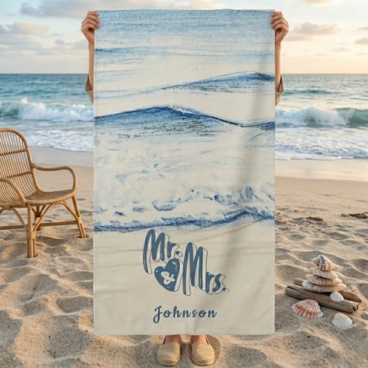 Personalized Mr. and Mrs. Beach Towel  ビーチタオル