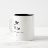 Personalized Mr and Mrs Mug Custom Couple Name Wed ツートーンマグカップ (正面左)