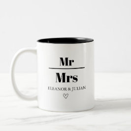 Personalized Mr and Mrs Mug Custom Couple Name Wed ツートーンマグカップ