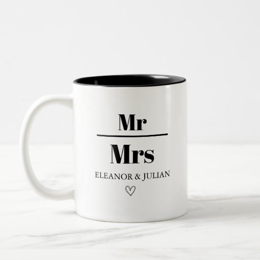 Personalized Mr and Mrs Mug Custom Couple Name Wed ツートーンマグカップ (左)