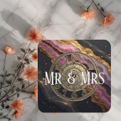 Personalized Mr & Mrs Agate Pink Romantic Luxury コースター