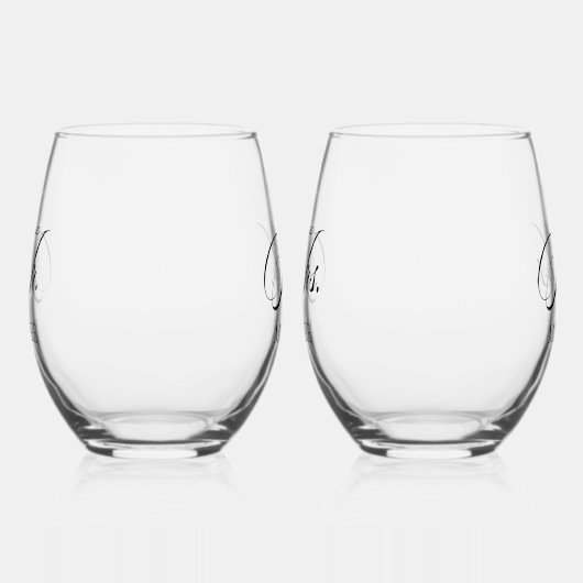 Personalized Mr. & Mrs. Stemless Wine Glass ステムなしワイングラス (右)