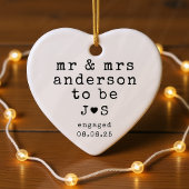 Personalized Mr & Mrs Typography Engaged セラミックオーナメント