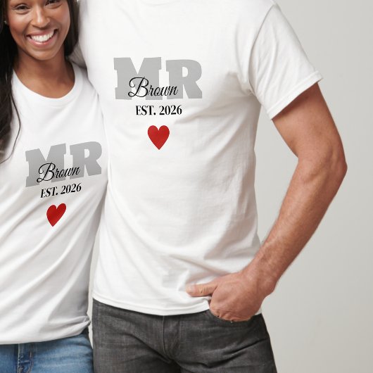 Personalized Mr Wedding Shirt Red Heart t-shirt Tシャツ