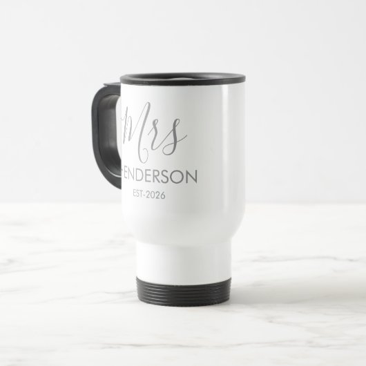 Personalized Mrs Gifts for the bride to be cup wit トラベルマグ (正面左)