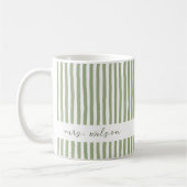 Personalized Mrs Mug Green Striped Coffee Mug コーヒーマグカップ (左)