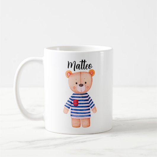 Personalized Mug Bear with Name コーヒーマグカップ (左)