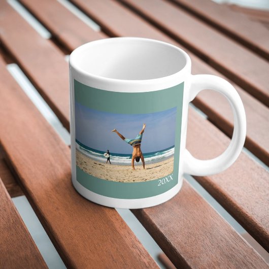 Personalized mug with photo, text and year コーヒーマグカップ