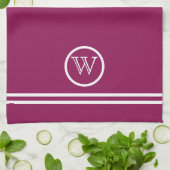 Personalized Mulberry Color w/ White Lines キッチンタオル (折り畳み)