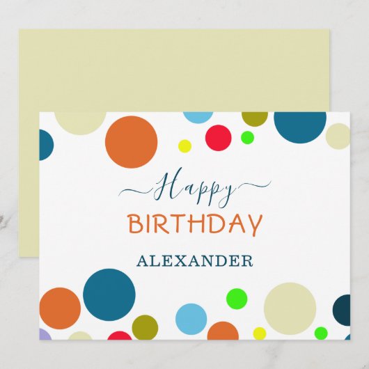 Personalized Multicolor Happy Birthday Card (正面/裏面)