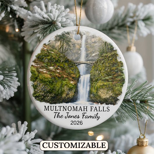 Personalized Multnomah Falls Ornament, Oregon セラミックオーナメント