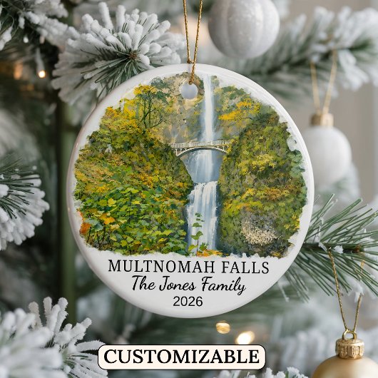 Personalized Multnomah Falls Ornament, Oregon セラミックオーナメント