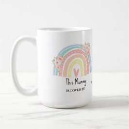 Personalized Mum's Rainbow & Floral Mug コーヒーマグカップ