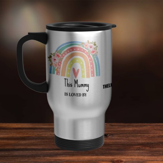 Personalized Mum's Rainbow & Floral Mug トラベルマグ