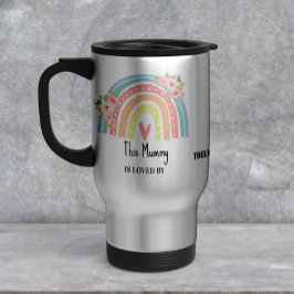 Personalized Mum's Rainbow & Floral Mug トラベルマグ