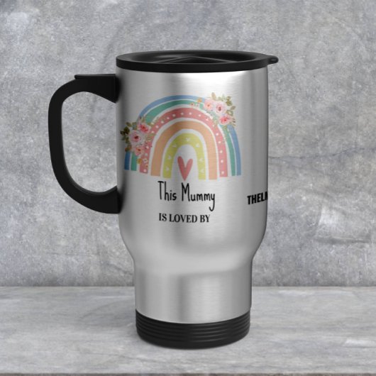 Personalized Mum's Rainbow & Floral Mug トラベルマグ