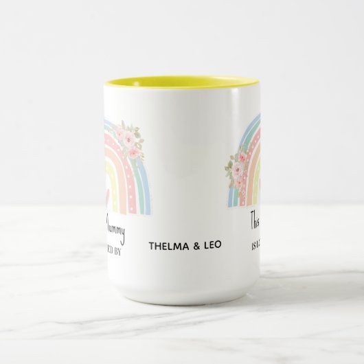 Personalized Mum's Rainbow & Floral Mug マグカップ (中央)