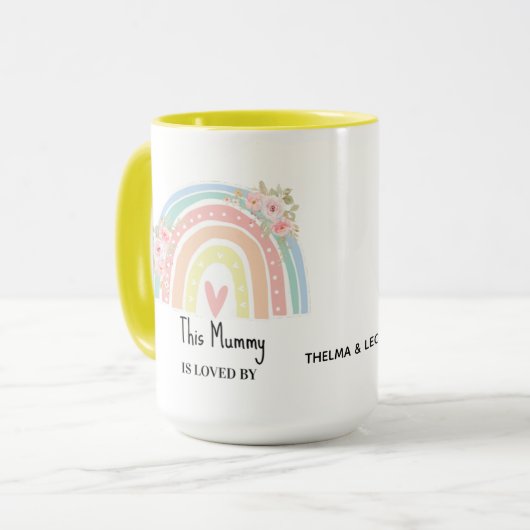 Personalized Mum's Rainbow & Floral Mug マグカップ (正面左)