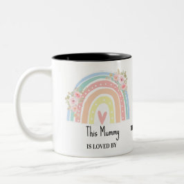 Personalized Mum's Rainbow & Floral Name Mug ツートーンマグカップ