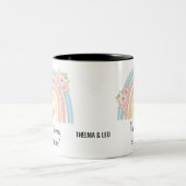 Personalized Mum's Rainbow & Floral Name Mug ツートーンマグカップ (中央)