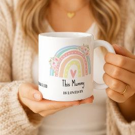 Personalized Mum's Rainbow & Floral Name Mug ツートーンマグカップ