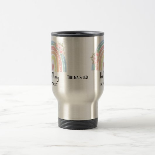 Personalized Mum's Rainbow & Floral Name Mug トラベルマグ (中央)